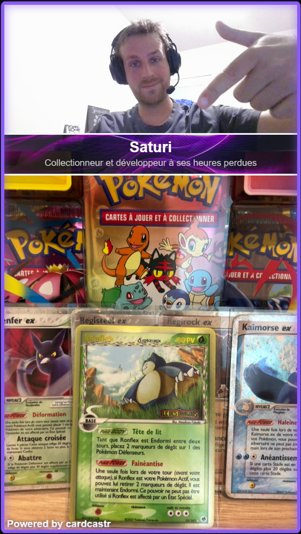 Stream Cardcastr avec 2 caméras et carte Pokémon